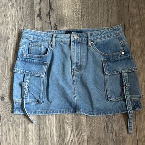 aeropostale denim mini cargo skirt